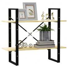 Librería Larryhot de 2 niveles 80x30x70 cm Madera maciza de pino, resistente y duradera, fácil de montar, estilo decorativo, adecuadA, Para guardar adornos, figuras, libros, pequeños objetos, etc. - Marrón - Ver 4