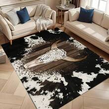 1pc Soft, Anti-Fatigue Skull Pattern Area Rug, Living Room Carpet, Rug, Living Room Area Rug, Small Area Mat, Pad, Home Decor, Large Living Room Carpet, Living Room Home Decor, Room Decoration, Washable Carpet