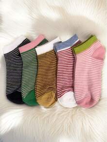 12/10/5 双混色条纹复古学院风舒适透气女士短袜简约柔软流苏袜（由于拍摄时的光线和角度，实际产品可能与图片略有色差） - 彩色 - 查看 13
