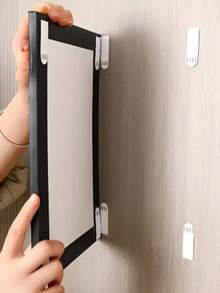 12 Pairs [24 Pcs] Nylon Picture Hanging Strips, No Drill Hooks, Frame Wall Art Ledge, Invisible Magic Tape Glue, Double-Sided Wall Mounting