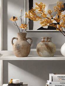 1PC Wabi Sabi Style Ceramic Vase, Centerpieces, Bohemian Style Homestay Decoration Pottery Jar, Suitable For Desktop Flower Arrangement In Living Rooms, Dining Tables, Offices, Bedrooms, Rural Outdoor Vases Home Decor Room Decor Flower Vase Glass Vase