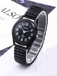 1 Đồng hồ thạch anh thời trang thường ngày dành cho nữ, phong cách sang trọng dành cho học sinh trung học, dây thun, thiết kế cổ điển - màu đen - Xem 7