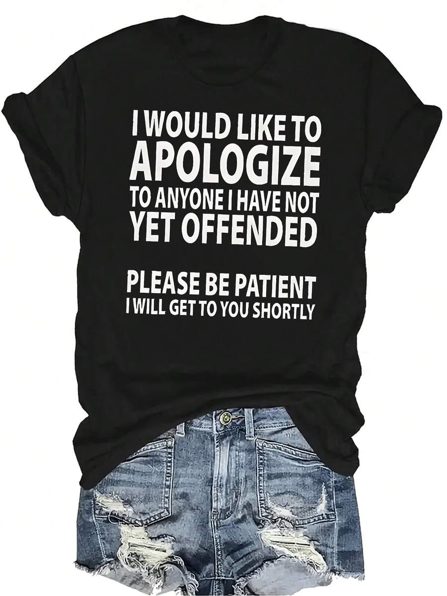 Camiseta con patrones interesantes para mujer y unisex, de verano, casual, transpirable, con cuello redondo, manga corta, estilo urbano y versátil, adecuada para adolescentes y adultos - Negro - Ver 1