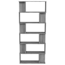 Libreria/Pareti divisorie Larryhot Sonoma Grey 80x24x192 cm Legno ingegnerizzato, resistente e durevole, facile da montare, stile decorativo, adatto per riporre soprammobili, statuette, libri, piccoli oggetti, ecc. - Grigio - Visualizzare 5