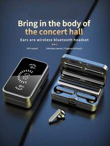 全新无线蓝牙耳机，带镜面LED数字显示屏，重低音，内置麦克风，音质清晰，无线游戏耳机，待机时间长，支持音乐和多模式游戏