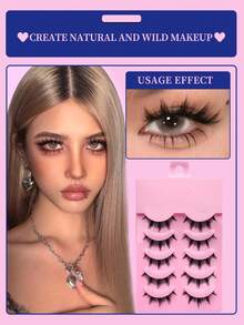 5对漫画睫毛透明睫毛自然交叉稀疏假睫毛角色扮演化妆工具旅行必备工具美容化妆工具魅力优雅 - 尖尾漫畫款 - 查看 3