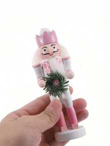 5pcs-13cm/5.11in Pink Walnut Soldier Pendant Nutcrackers Hanging Ornament Figures - Christmas Mini Wooden King And Soldier Nutcracker Christmas Tree Decorations