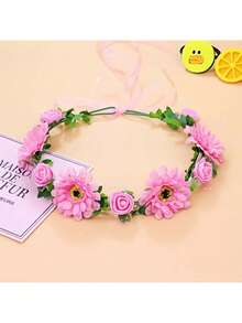 Halloween Decoration Garland, Handmade Simulation Flower Wreath Seaside Vacation Wreath, Girl's Flower Wreath Headwear, Multiple Colors To Choose From, Including Red, Pink, And Blue Flower Garlands, Wreath Fake/Artificial Flower, Bride's Flower Wreath Headwear, Bohemian Hair Accessories, Forest Style Decorations, Super Fairy Korean Sweet Accessories,