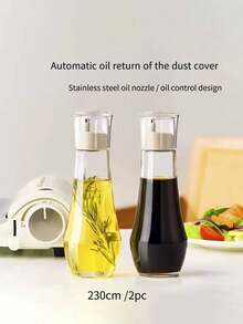 1 件 150ml/230ml 玻璃油分配器瓶，橄榄油分配器，带防滴喷雾器盖、醋喷雾器头、防漏、易于清洁、餐桌调味瓶
