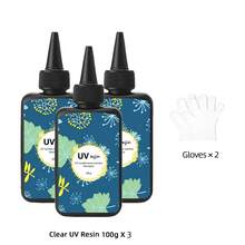 300g Crystal Clear Hard UV Resin With Light, Upgraded Formula, Solar Activated Glue Kit Transparent Ultraviolet Lamp Fast Curing For Jewelry Making Craft Decoration