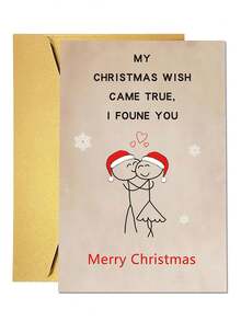 1pc Funny Christmas Card With Envelope For Men Women, Romantic Xmas Card, Love Christmas Gifts Card For Boyfriend, Girlfriend, Husband, Wife, Fiance, Fiancee
