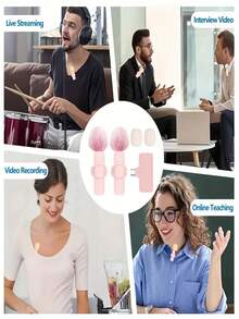 Pink Wireless Lavalier Microphone Mini Portable 2.4GHz Dual Lavalier Microphone Plug And Play Lavalier Microphone With Automatic Noise Cancellation And 60Mah Rechargeable Battery Suitable For Video Recording Live Broadcasting, Interviews