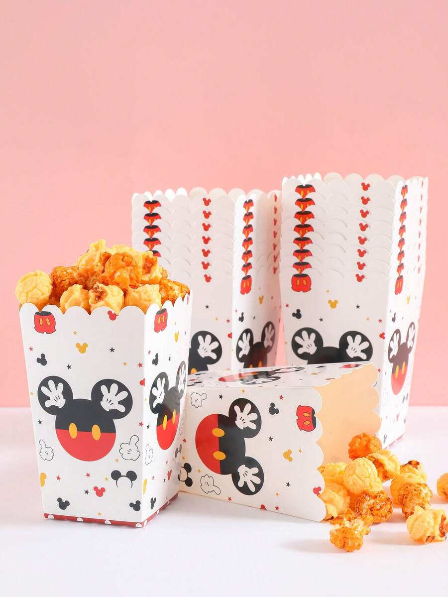 Disney Boîtes à pop-corn jetables Mickey Mouse, 10/25 pièces, boîtes d'emballage décoratif à usage unique, boîtes à aliments, boîtes à desserts, boîtes à collations, fournitures de fête, convient pour diverses fêtes et réunions