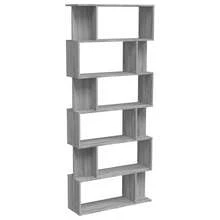 Libreria/Pareti divisorie Larryhot Sonoma Grey 80x24x192 cm Legno ingegnerizzato, resistente e durevole, facile da montare, stile decorativo, adatto per riporre soprammobili, statuette, libri, piccoli oggetti, ecc. - Grigio - Visualizzare 2