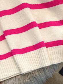 Herbst/Winter Neu Reißverschluss Damen gestreifter Strickpullover, modischer minimalistischer Pullover, vielseitig