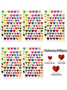 690pcs Rainbow Heart Holographic Stickers, Valentine's Day Gift Decorative Stickers, Shiny Holographic Stickers, Glitter Foil Stickers Suitable For Reward Charts And DIY Decoration, Reward Charts, Student Planners - Multicolor - View 11