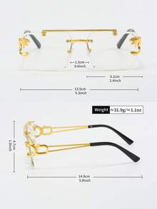 2 pares de gafas de moda de metal y transparentes, estilo europeo y americano, gafas de alta gama adecuadas para todas las ocasiones - transparente - Ver 5