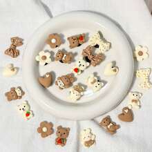 12pcs Cute Animal & Floral Shoe Charm Set - Adorable Bear, Bunny, Heart & Bow Designs In Pastel Colors, Durable ABS Material - Perfect For DIY Shoe Customization & Fashion Accessories