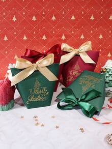 5pcs Christmas Gift Box With Bowknot, Red And Green Mini Treat Boxes For Candy, Cookies, Chocolates, Party Favors, Holiday Packaging, Cute Decorative Box For Christmas Tree, Wedding, Birthday, Classroom Exchange, Festive Wrapping For Kids And Adults