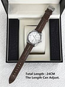 Pablo Raez Men's Casual Watch, Stylish Business Watch, Original Charming Men's Watch, Silver-Brown Case, Stainless Steel Case, Luxury Watch, Black Soft And Comfortable Microfiber Leather Strap, Roman Numeral Markers, Date Display, 50-Meter Water Resistance, New Men's Quartz Watch - 均碼 - 查看 8