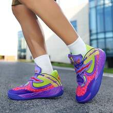 Chaussures de basket à lacets avec empiècement pour hommes et femmes, antidérapantes, résistantes à l'usure, amortissantes, en maille respirante, légères, pour étudiants, chaussures de sport, bottes de combat montantes