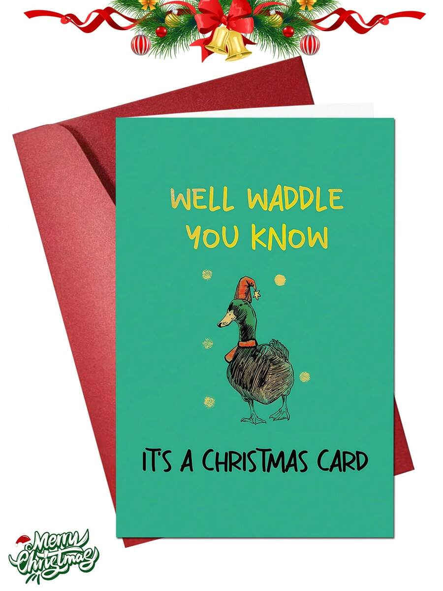 1 pièce Carte de Noël drôle de canard pour lui et elle, carte de Noël avec jeu de mots mignon de canard pour hommes et femmes, carte de Noël et de vacances pour ami, sœur, frère, vous le saurez bien, c'est une carte de Noël