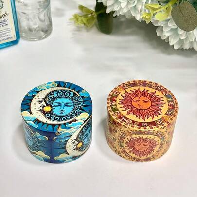 1pc Blue Moon & Brown Sun Portable Spice Grinder, Spice Powder Maker, Men & Women Accessories, Valentine's Day, Christmas, Halloween Gift