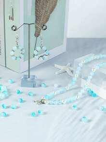 1 caja de cuentas de vidrio de 8 mm para hacer joyas, cuentas de dos colores, cuentas de cristal para hacer pulseras, kit para hacer joyas y manualidades DIY