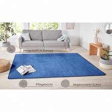 Home Nasty Läufer – Flauschiger Kurzflor Teppich Einfarbig Unifarben für Esszimmer, Wohnzimmer, Kinderzimmer, Flur, Schlafzimmer, Küche – Uni Blau, 80x150cm-David - Rosa - Übersicht 9
