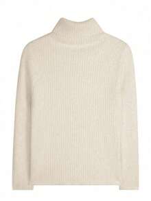 Áo len dài tay cổ lọ màu trơn đơn giản dành cho nữ, mùa thu/đông - Màu be - Xem 8