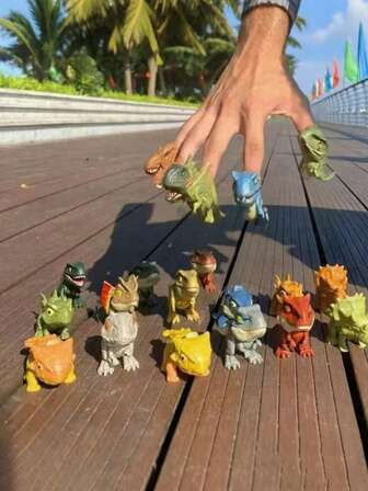 1/6 Piezas de Modelos de Dinosaurios (Estilos no repetitivos) - Juguetes de dinosaurios divertidos que muerden los dedos, figuras de animales novedosas, adornos de dinosaurios lindos, decoraciones de exhibición, decoración de habitación, juguetes de dinosaurios y regalos para fiestas, Halloween, Navidad, Pascua, cumpleaños