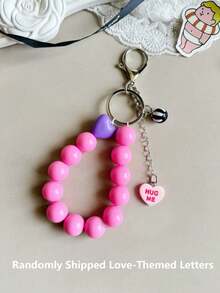 1pc Handmade Heart-Shaped Beaded Lanyard, Candy Color, Creative Accessory For Cameras, Phones, Bracelets - Multicolor - View 6