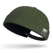 1 pieza Gorra de calabaza sin ala de tela unisex, gorra de casero retro, estilo de moda callejera coreana de hip-hop