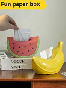 1 件创意纸巾盒，可爱水果纸巾盒，卡通动物纸巾盒，万圣节南瓜纸巾盒，优质鸭子纸巾盒，优雅猫咪纸巾盒，西瓜、香蕉、榴莲新奇纸巾盒，适用于汽车、办公桌、家居客厅装饰、餐厅装饰、陶瓷纸巾架、汽车纸巾盒、派对礼物、万圣节用品 - 彩色 - 查看 7