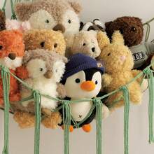 1 套大型毛绒动物吊床角落网，用于玩具收纳悬挂毛绒动物收纳架，黑白房间卧室儿童房装饰收纳