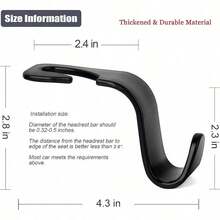 Car Seat Headrest Hook 4 Pack Hanger Storage Organizer Universal For Handbag Purse Coat Fit Universal Vehicle Car Black S Type - 粉色 - 查看 6