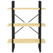 Librería Larryhot de 3 niveles 80x30x105 cm Madera maciza de pino, resistente y duradera, fácil de montar, estilo decorativo, adecuadA, Para guardar adornos, figuras, libros, pequeños objetos, etc. - Marrón - Ver 5