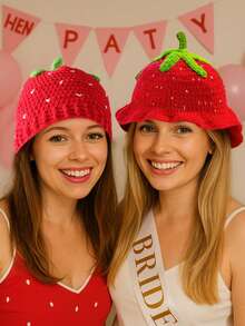 1pc Handmade Crochet Animal Ear Design Brimmed Hat, Cute Ruffle Bucket Hat For Women Leisure, Hip-Hop Cosplay, Suitable For Daily Use - A - View 6