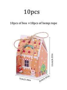 98/74/50/25PCS Christmas Gingerbread House Box,Gift Candy Box.Souvenir Gift Box. With Printed Patterns, Christmas Gift Box, Gift And Gift Box.Christmas Party Gift Boxes, Cardboard Gift Containers, Christmas Holiday Party Gifts, Candies,Gift Packaging - Multicolor - View 16