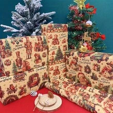 8 Sheets Christmas Gift Wrapping Papers - 50x70cm, Santa Claus / Nutcracker / Time And Space Gate / Gift Bear Pattern, Perfect For Christmas, Birthdays, Holiday Party Decorations, DIY Crafts And Multi-Occasion Gift Wrapping(4/8Sheets) - Multicolor - View 7
