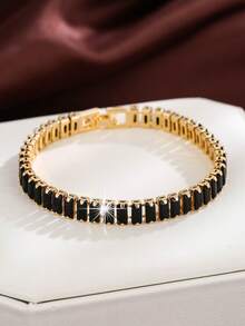Luxury Style Black Rectangular Zirconia Bracelet Tennis Multicolor Bracelet Female Hand Jewelry Gift