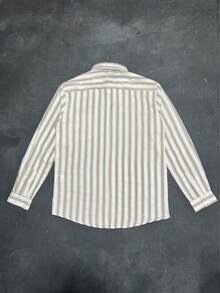 Camicia casual a maniche lunghe con motivo jacquard a righe, adatta per l'inizio dell'autunno, comoda e traspirante, stile casual, adatta per casa, strada, vacanza, regali per uomo e occasioni multiple - Multicolore - Visualizzare 4