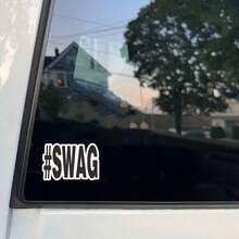 #Swag Vinyl Decal - Waterproof & Durable Sticker For Car Bumper, Laptop, Phone, Refrigerator, Toolbox, Suitcase - Stylish Black Lettering With Abstract Design