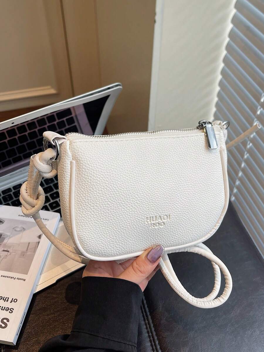 Mini Lychee Texture Crossbody Bag For Women, New Stylish Compact Versatile Daily Bag - White - View 1