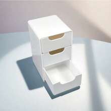 A Set Of Three-Layer Drawer Storage Boxes For Desktop Storage. The Stackable Design Is Compact And Cute, Saving Space And Suitable For Storing Office Supplies, Hair Clips, Jewelry, And Cosmetics. It Is An Ideal Choice For Desktop Organization And Also A Home Jewelry Box. Lockers - 白色 - 查看 6