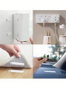 12 Pairs [24 Pcs] Nylon Picture Hanging Strips, No Drill Hooks, Frame Wall Art Ledge, Invisible Magic Tape Glue, Double-Sided Wall Mounting