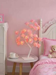 USB Powered Rose Tree Lamp - Comes With Data Cable/USB Rechargeable LED White Rose Tree Lamp - Flower Night Light, Adjustable Potted Design, Suitable For Home Living Room, Halloween, Bedroom And Party Decoration, Christmas Desktop Decor, Perfect Holiday Gift!