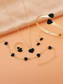 6 件套精致花卉复古设计优雅项链、手链、耳环、戒指首饰套装，适合日常、节日礼物、约会、节日、派对