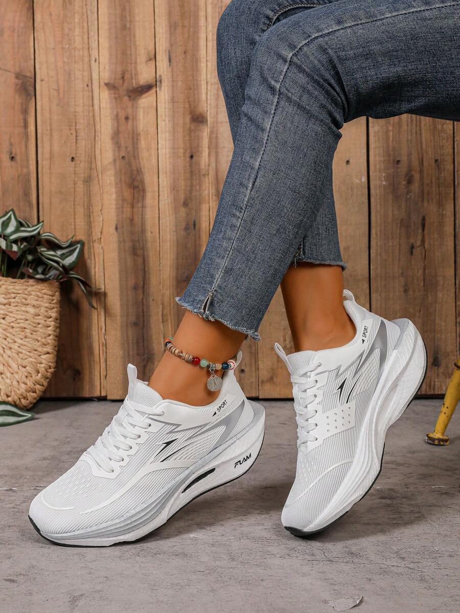 2025 Novos Tênis Femininos Brancos Leves e Respiráveis para Corrida, Sola MD Absorvente de Impacto, Tênis Esportivos de Cano Baixo na Moda, Treinamento, Fitness, Uso Casual Duplo, Calçados Esportivos Femininos, Conforto, Design de Fechamento Seguro, Alto Desempenho, Item na Moda, Essencial para Entusiastas da Saúde