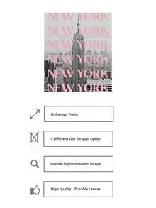 1 szt. bezramkowy plakat z Nowym Jorkiem w kolorze różowo-czarno-białym, wydruk z panoramą Nowego Jorku, Empire State Building w stylu vintage, dziewczęca dekoracja ścienna w stylu retro do sypialni, akademika, mieszkania, dekoracja na imprezę i wybór prezentu, plakaty z pejzażami miejskimi, dekoracja sypialni, niezbędne elementy akademika, wystrój w miejskiej estetyce, sztuka ścienna o tematyce podróżniczej